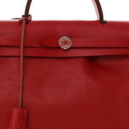 Hermes Toile H Berline Vache Hunter Herbag Zip PM 31 Rouge Piment Ecru 9 of 14