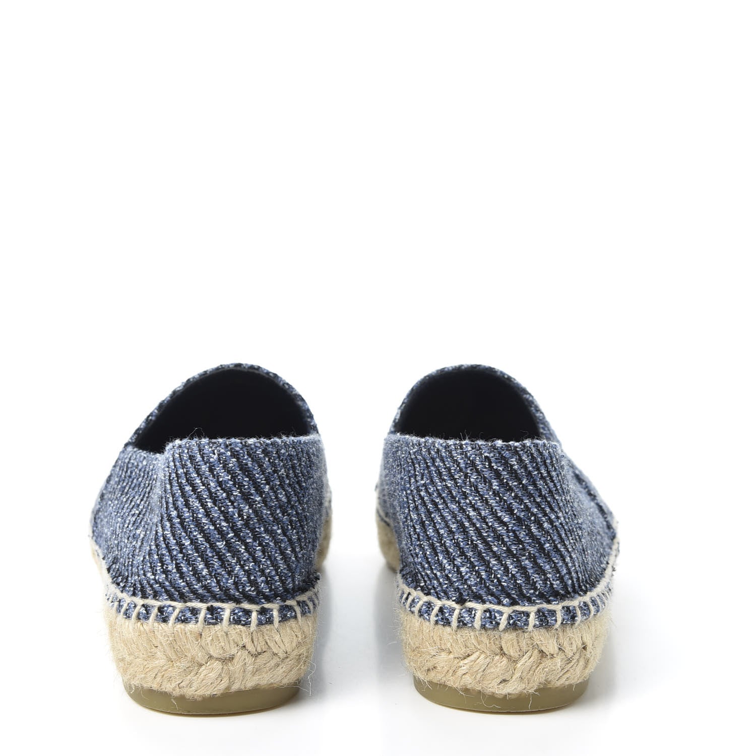 Chanel Cotton Tweed CC Espadrilles 36 Blue Ecru Black 6 of 11