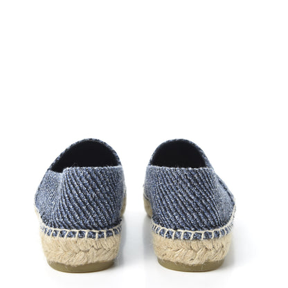 Chanel Cotton Tweed CC Espadrilles 36 Blue Ecru Black 6 of 11