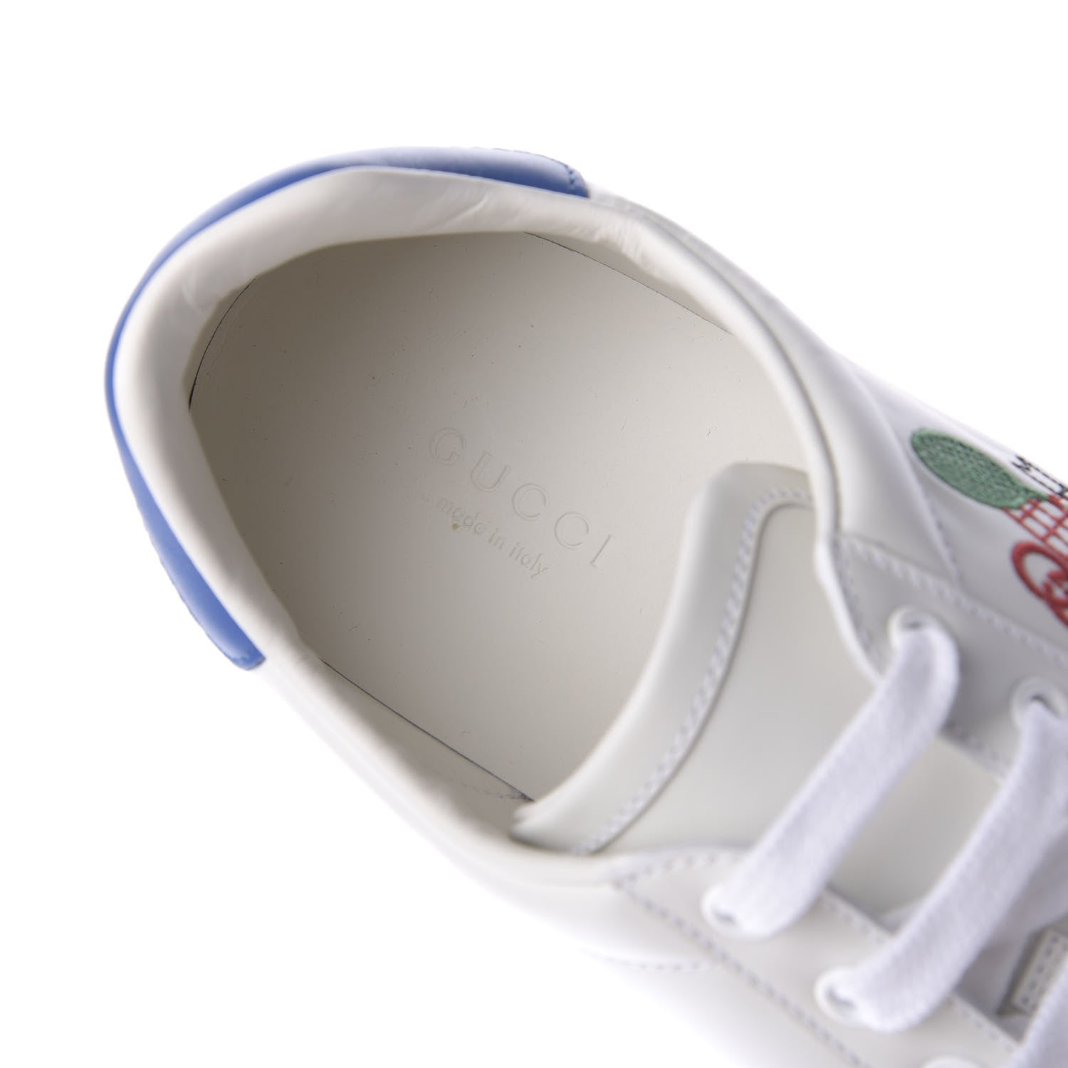 Gucci Calfskin Miro Soft Tennis Embroidered Womens Ace Sneakers 39.5 White Rio Blue 8 of 12