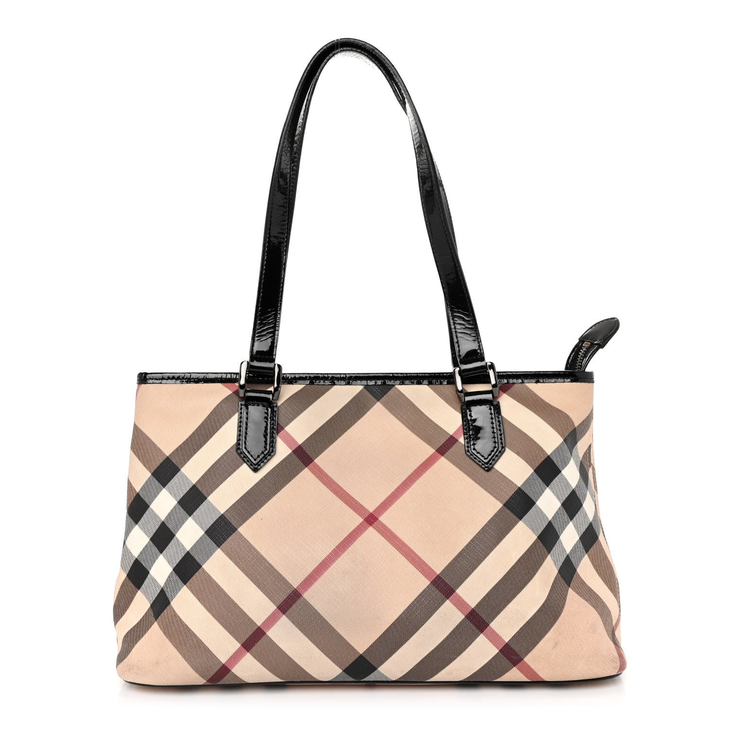 Burberry Patent Trim Nova Check Shopper Tote Black 1 of 11
