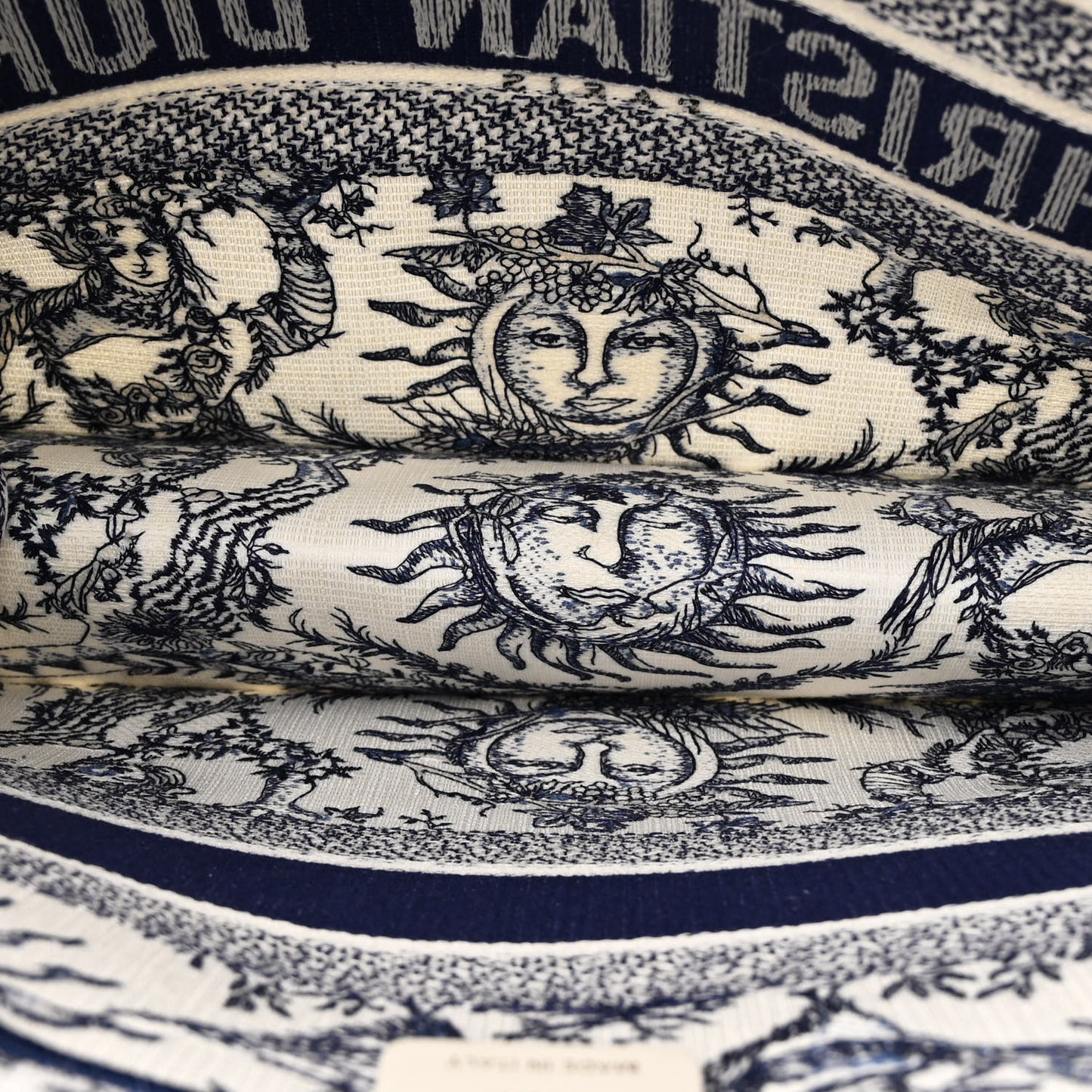 Canvas Embroidered Medium Toile De Jouy Soleil Book Tote Blue