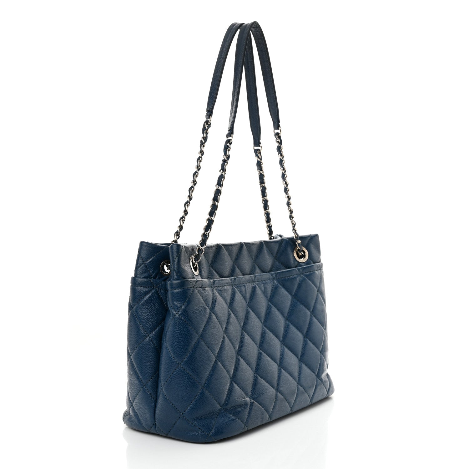 Chanel Caviar Quilted CC Timeless Soft Tote Blue 3 of 11