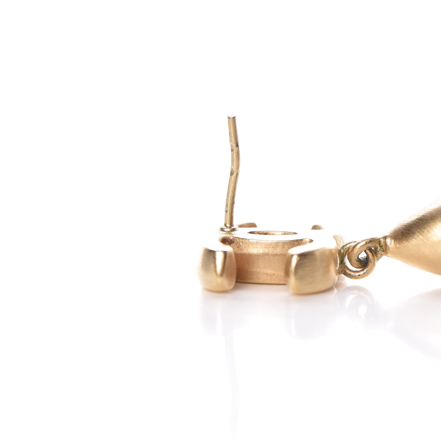 Chanel Brushed Metal CC Drop Earrings Gold 9 of 10