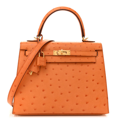 Hermes Ostrich Kelly Sellier 25 Abricot 1 of 12