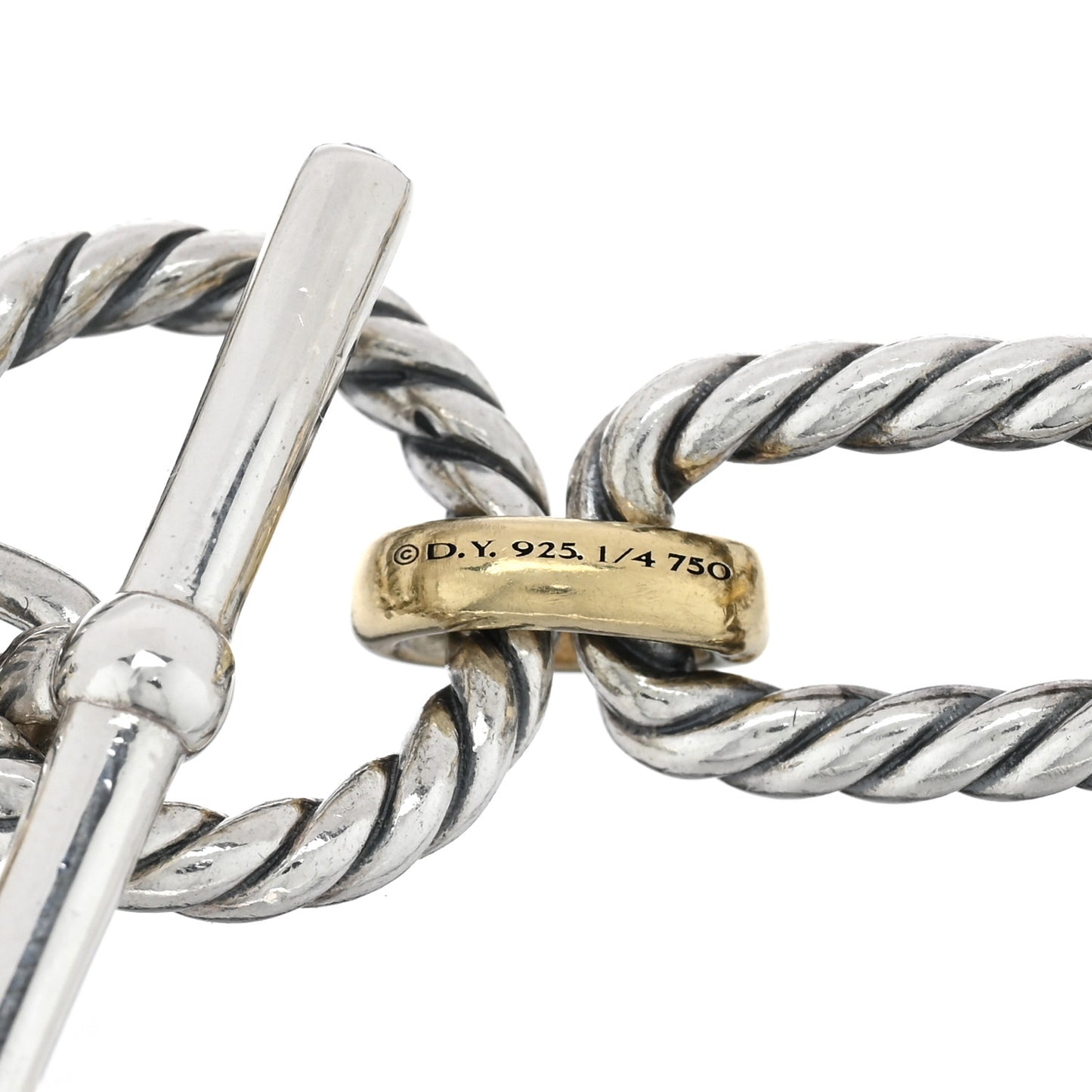 Sterling Silver 18K Yellow Gold Blue Sapphire 9.5mm Cushion Link Bracelet