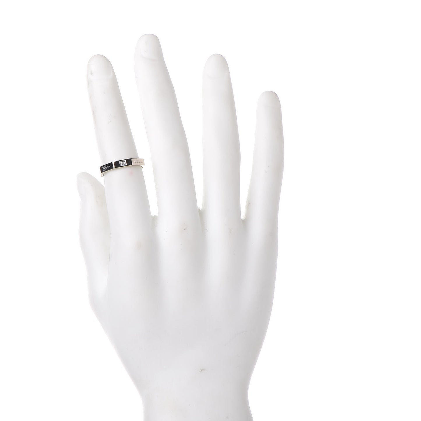 18K White Gold Octagon Logo Band Ring 59 8.75