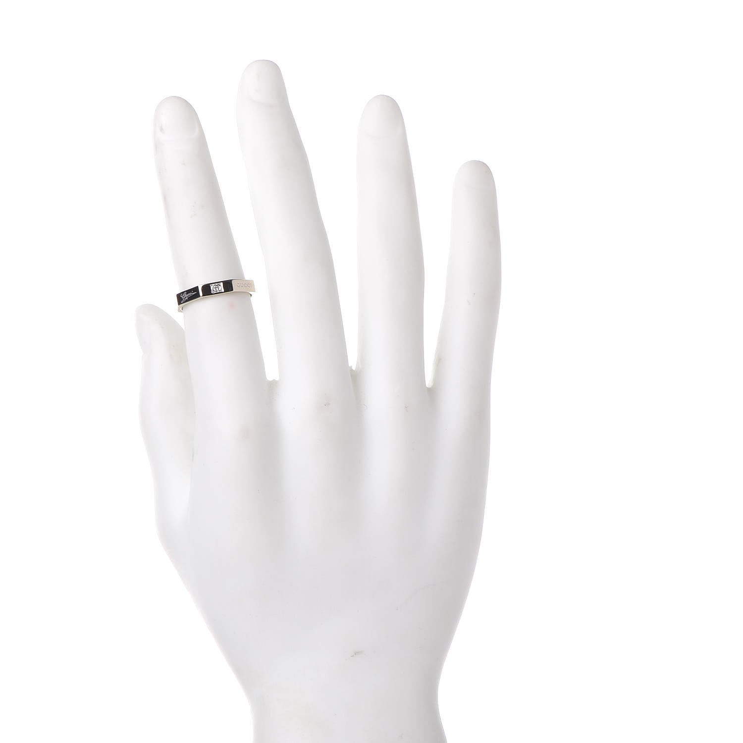 Gucci 18K White Gold Octagon Logo Band Ring 59 8.75 2 of 6