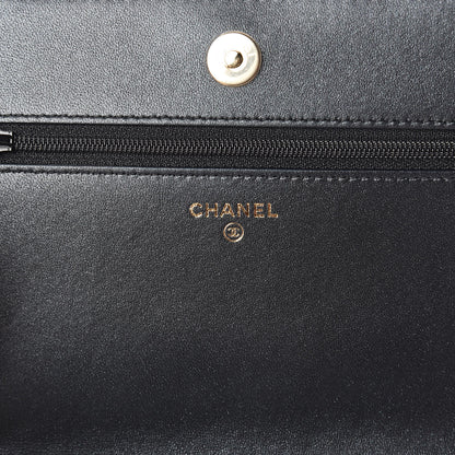 Chanel Iridescent Lambskin Quilted Pearl Wallet On Chain WOC Black 8 of 13