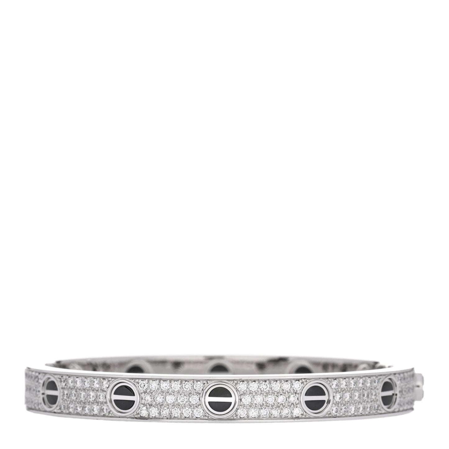 18K White Gold Diamond Ceramic LOVE Paved Bracelet 16