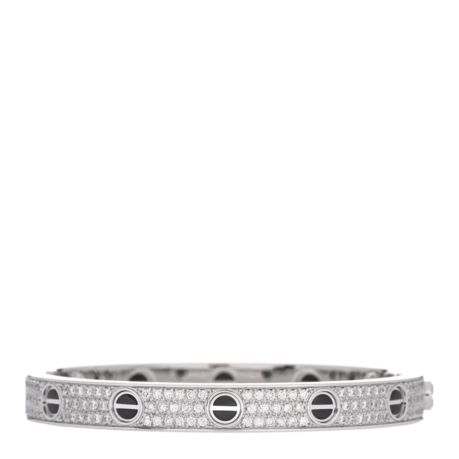 Cartier 18K White Gold Diamond Ceramic LOVE Paved Bracelet 16 2 of 4