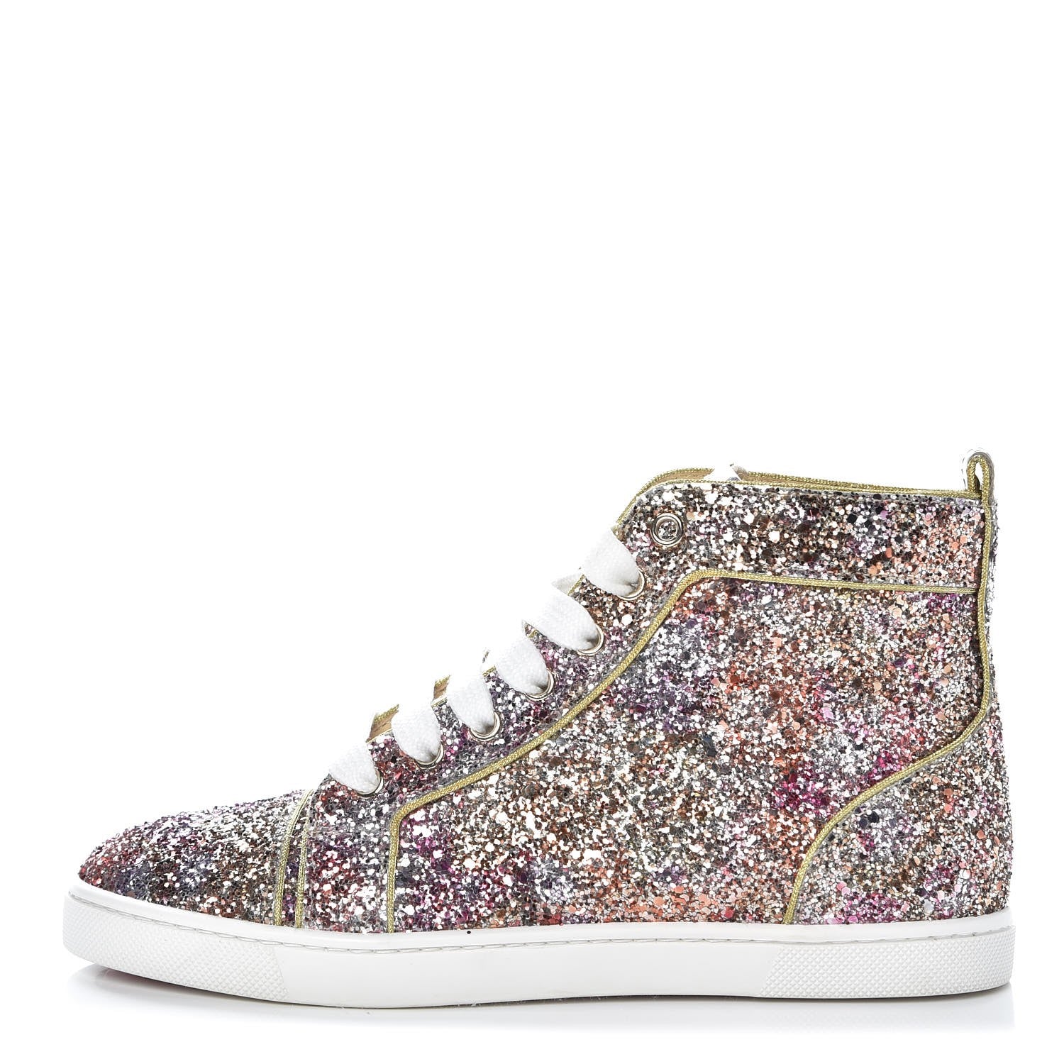 Christian Louboutin Bip Bip Glitter Womens Disco Ball Flat Sneakers 35.5 Rosette 1 of 9