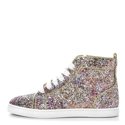Christian Louboutin Bip Bip Glitter Womens Disco Ball Flat Sneakers 35.5 Rosette 1 of 9