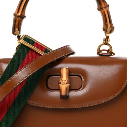 Gucci Boarded Dyana Lux Calfskin Web Small Bamboo 1947 Top Handle Bag Brown 9 of 11
