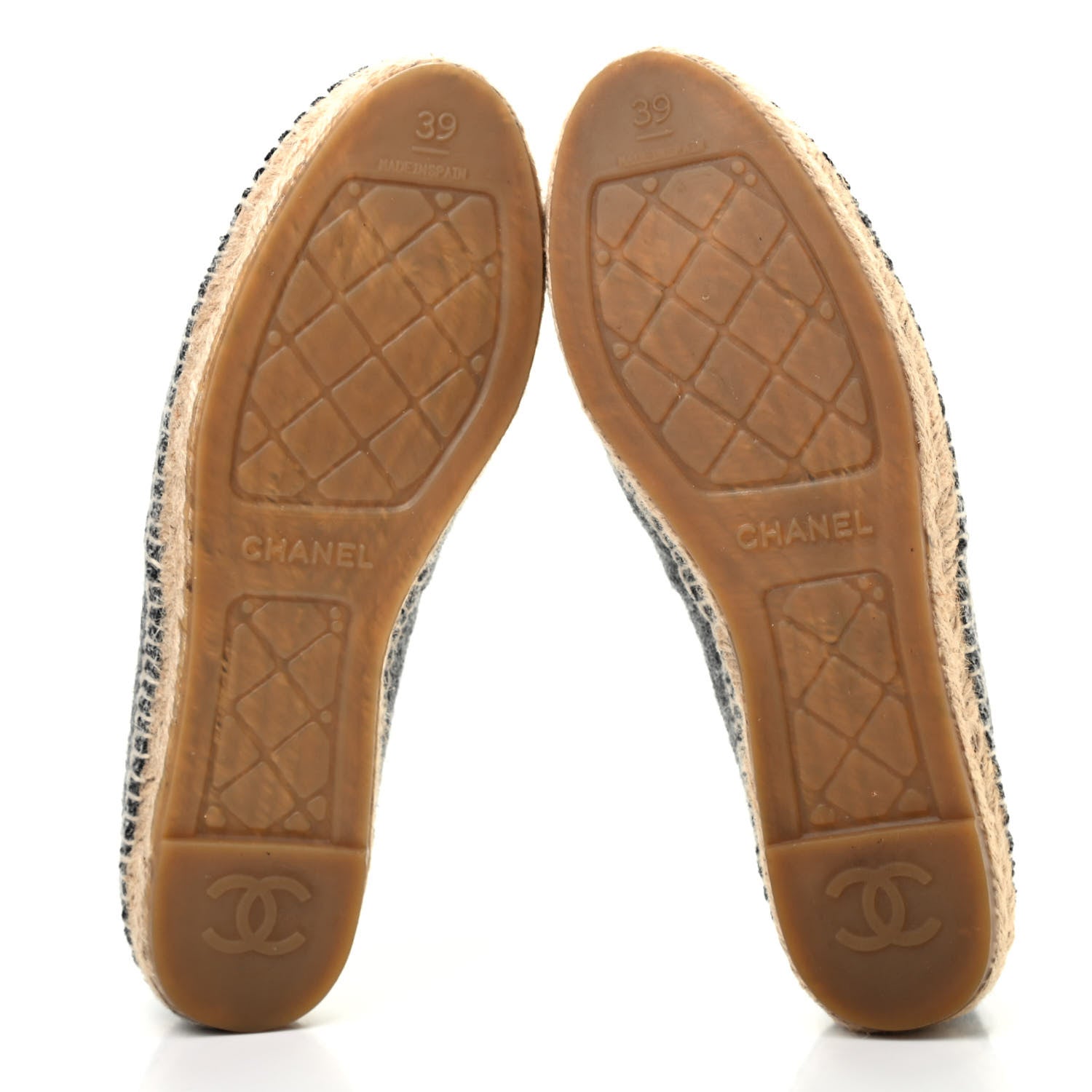 Chanel Tweed Velvet CC Espadrilles 39 Grey Black 5 of 9
