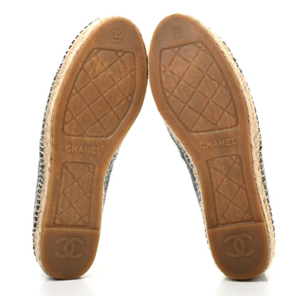 Chanel Tweed Velvet CC Espadrilles 39 Grey Black 5 of 9