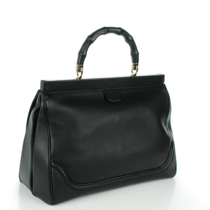 Gucci Calfskin Medium Bold Bamboo Top Handle Bag Black 3 of 7