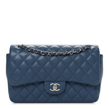 Chanel Caviar Quilted Jumbo Double Flap Blue 1 of 9