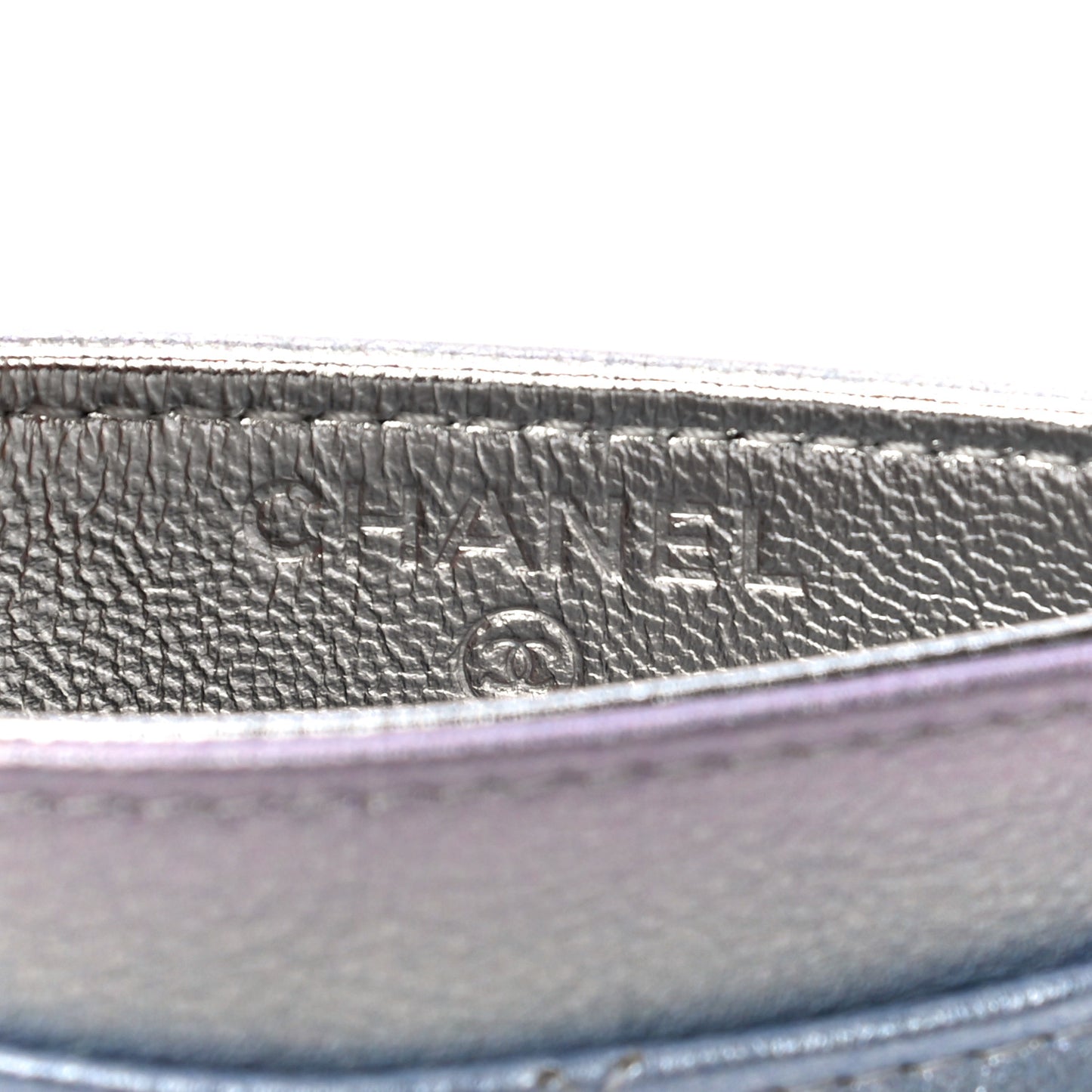 Gradient Metallic Calfskin Quilted Card Holder Silver Blue Yellow Purple