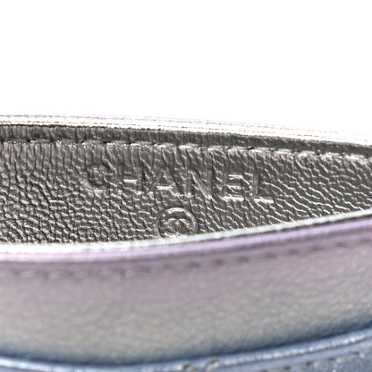 Chanel Gradient Metallic Calfskin Quilted Card Holder Silver Blue Yellow Purple 6 of 12