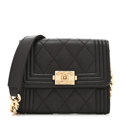 Chanel Caviar Quilted Boy Card Holder On Chain Black 1 of 11