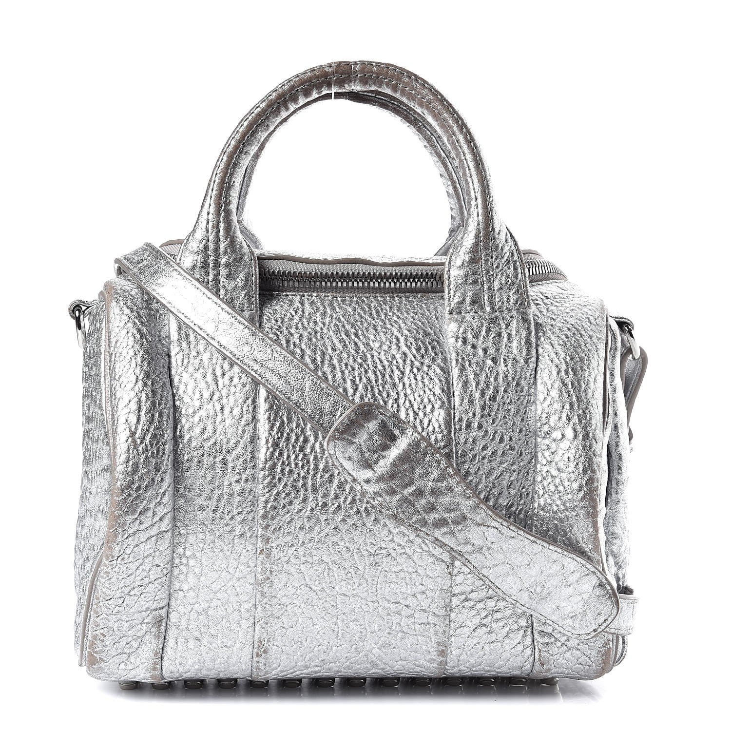 Alexander Wang Metallic Pebbled Lambskin Rockie Rhodium Silver 1 of 18