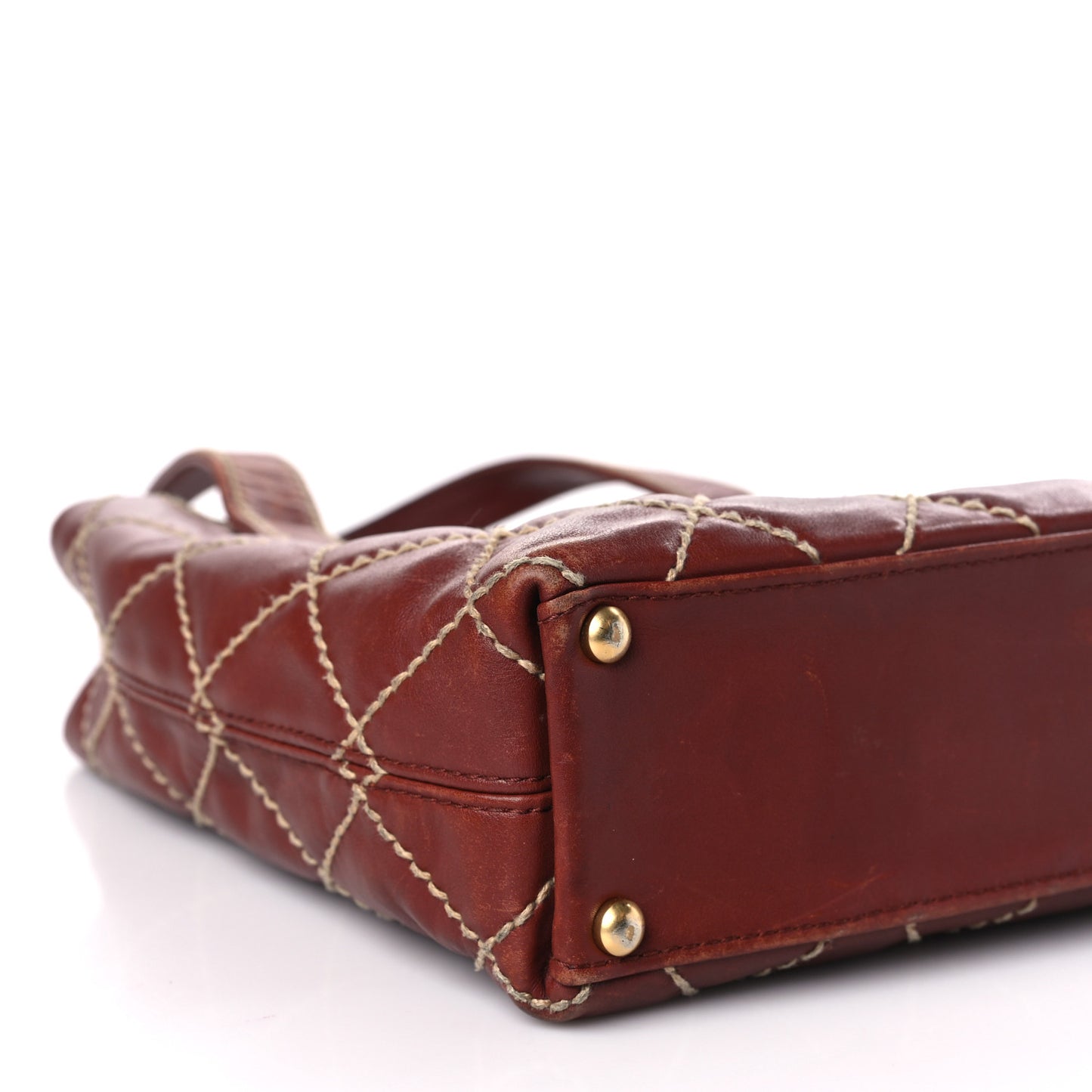 Calfskin Stitch Small Surpique Tote Brown