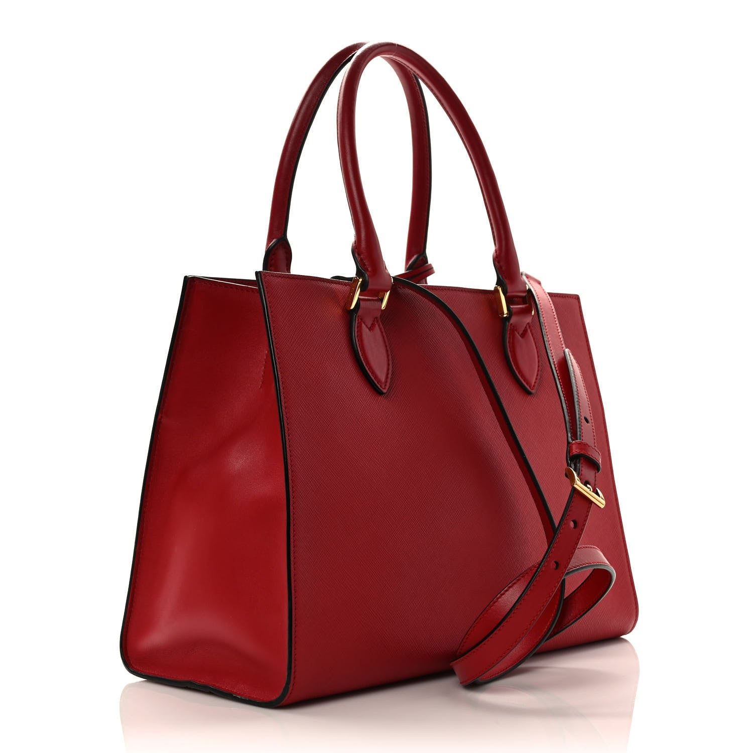 Prada Saffiano Soft Calfskin Tote Fuoco 2 of 7