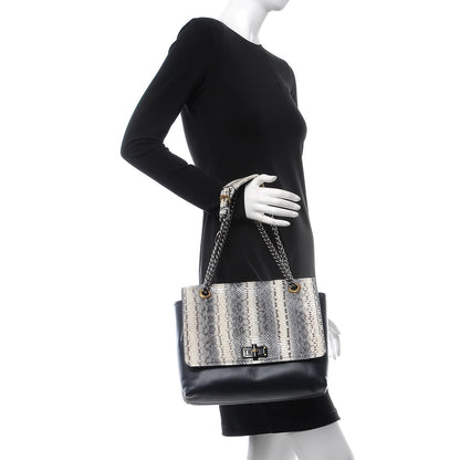 Lanvin Snakeskin Medium Happy Shoulder Bag White Black 3 of 10