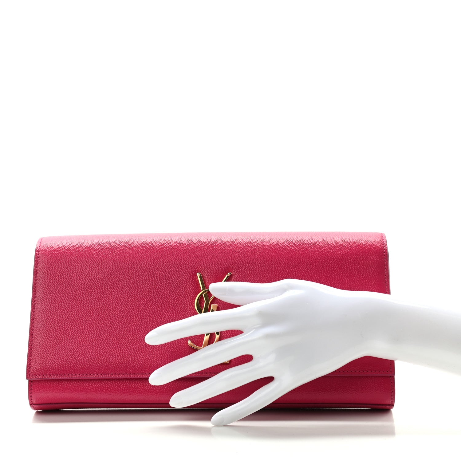 Saint Laurent Grain De Poudre Classic Monogram Cassandre Clutch Fuchsia 2 of 7