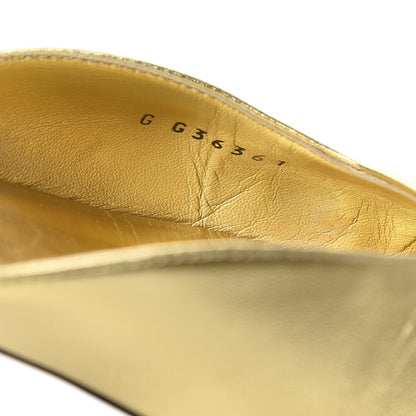 Chanel Laminated Lambskin Grosgrain Cap Toe Bow Flats 38.5 Gold Black 9 of 10