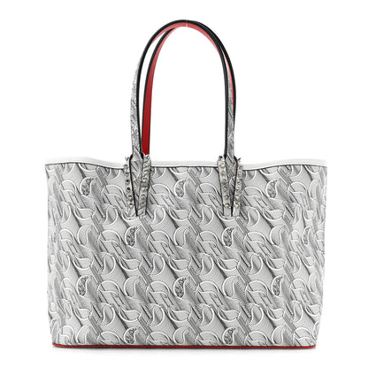Christian Louboutin Calfskin Empire Spikes Small East West Cabata Tote White Black 1 of 16