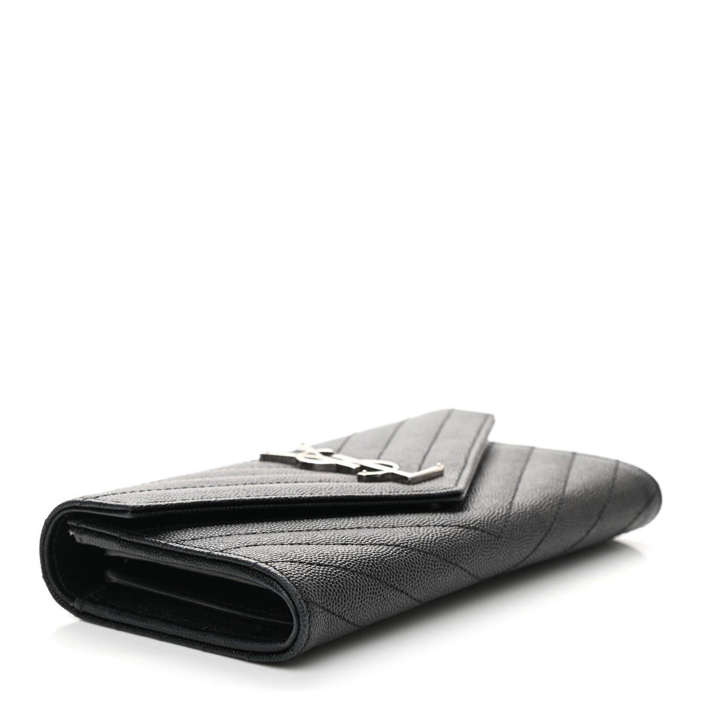 Grain De Poudre Matelasse Chevron Monogram Flap Wallet Black