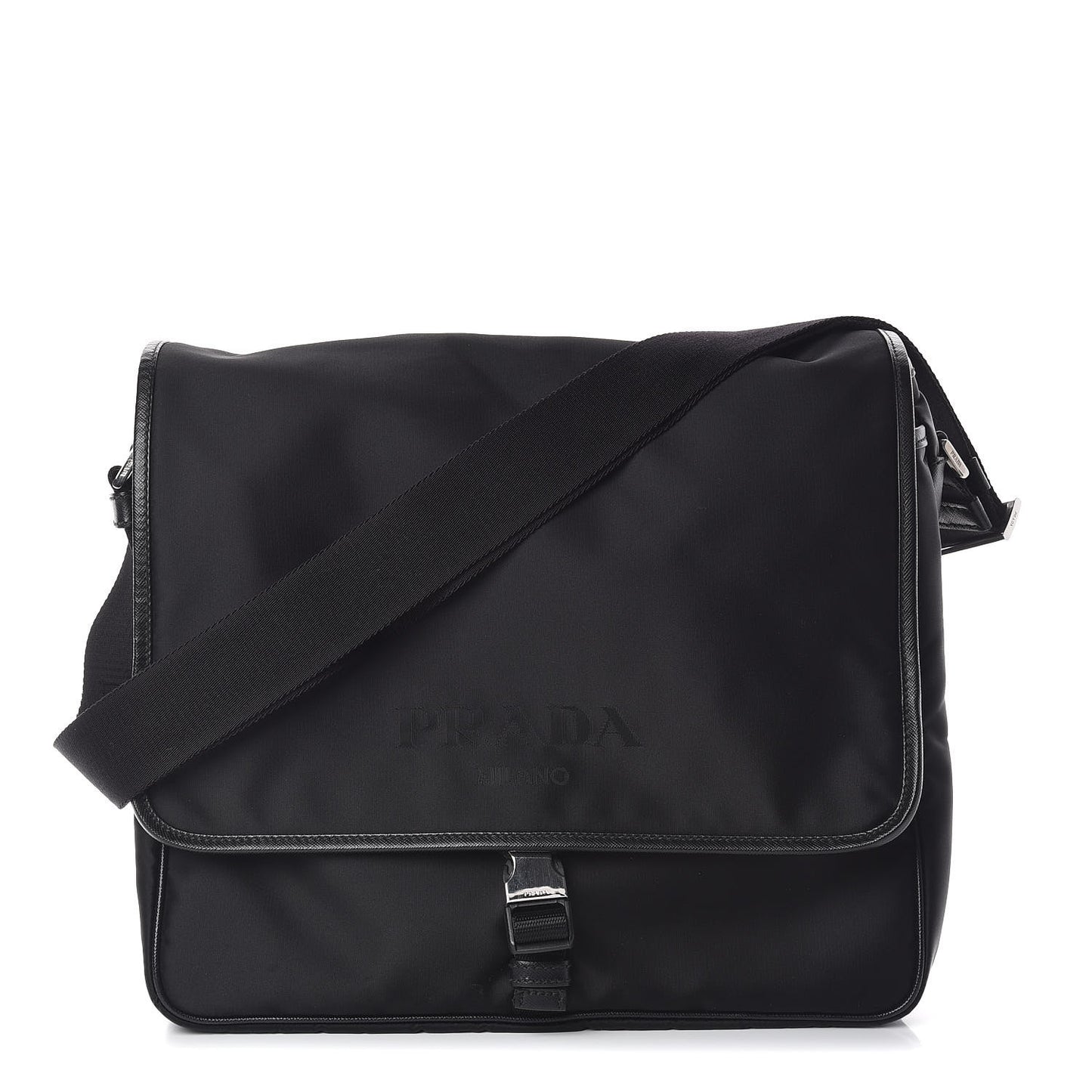 Tessuto Nylon Saffiano Messenger Satchel Black