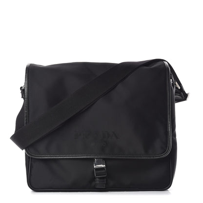 Prada Tessuto Nylon Saffiano Messenger Satchel Black 1 of 11