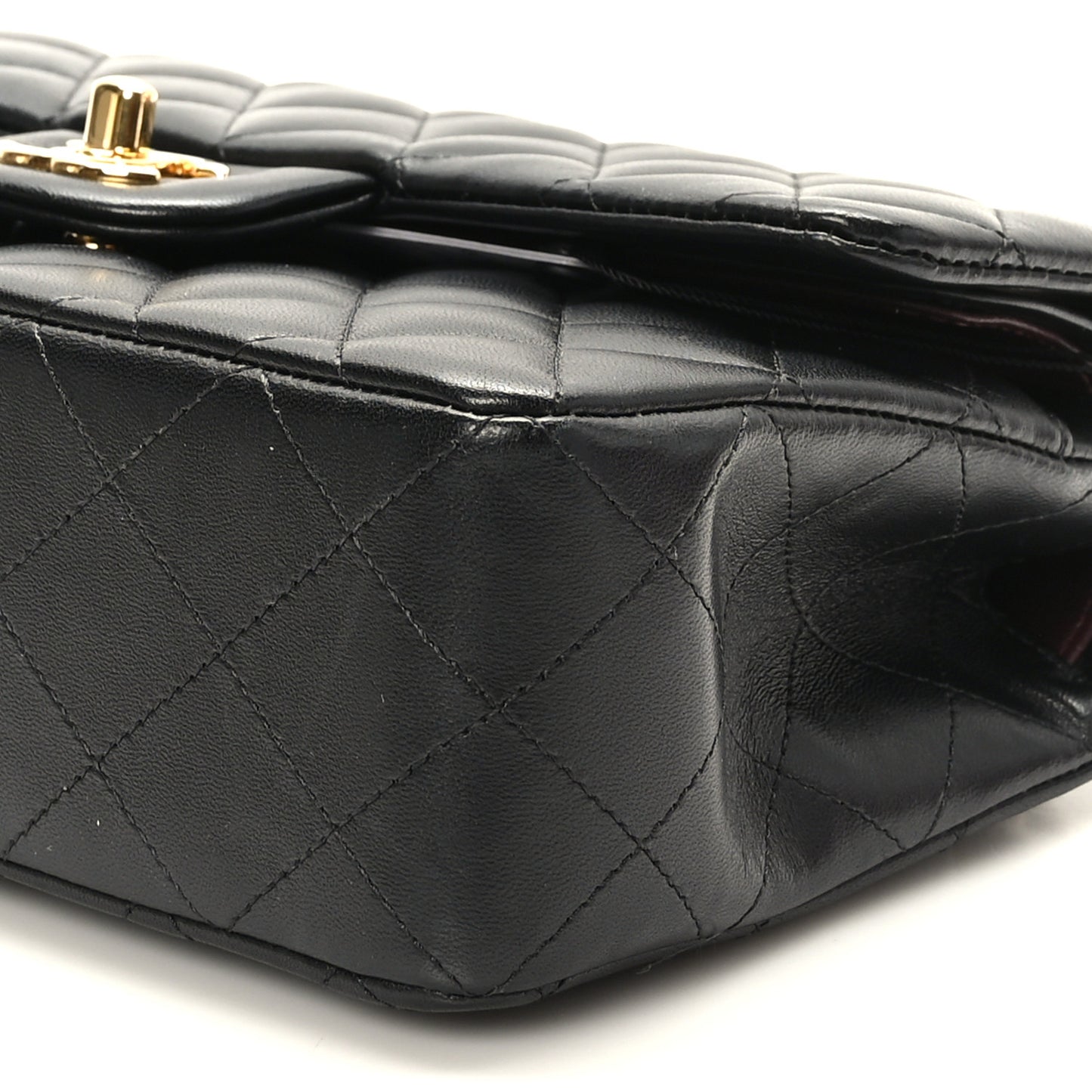 Lambskin Quilted Small Double Flap Black