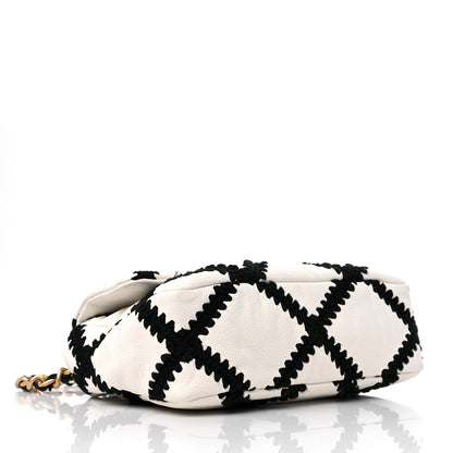 Chanel Calfskin Crochet Medium Chanel 19 Flap White Black 4 of 10