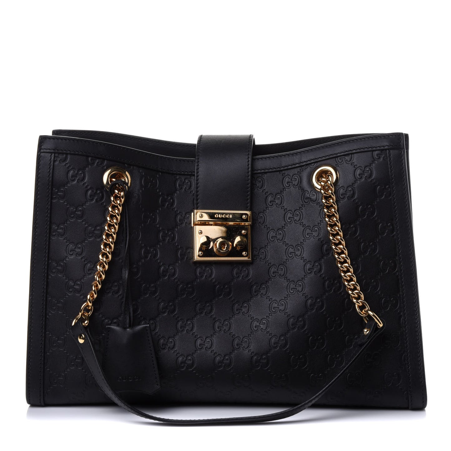 Guccissima Medium Padlock Tote Black