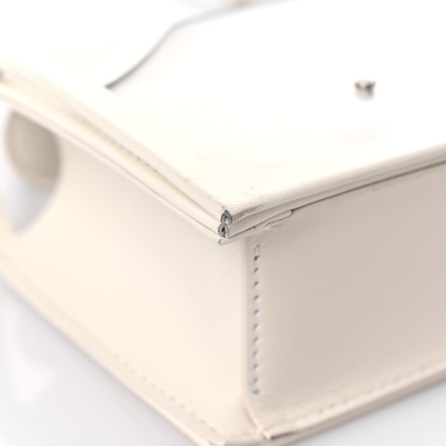 Calfskin Polyurethane Mini Jeweled Knuckle Satchel Clear White