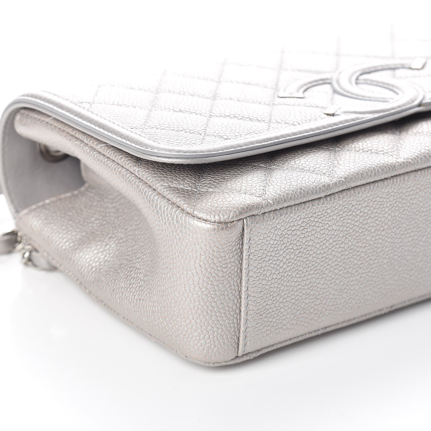 Chanel Metallic Caviar Quilted Medium CC Filigree Flap Silver 10 of 11