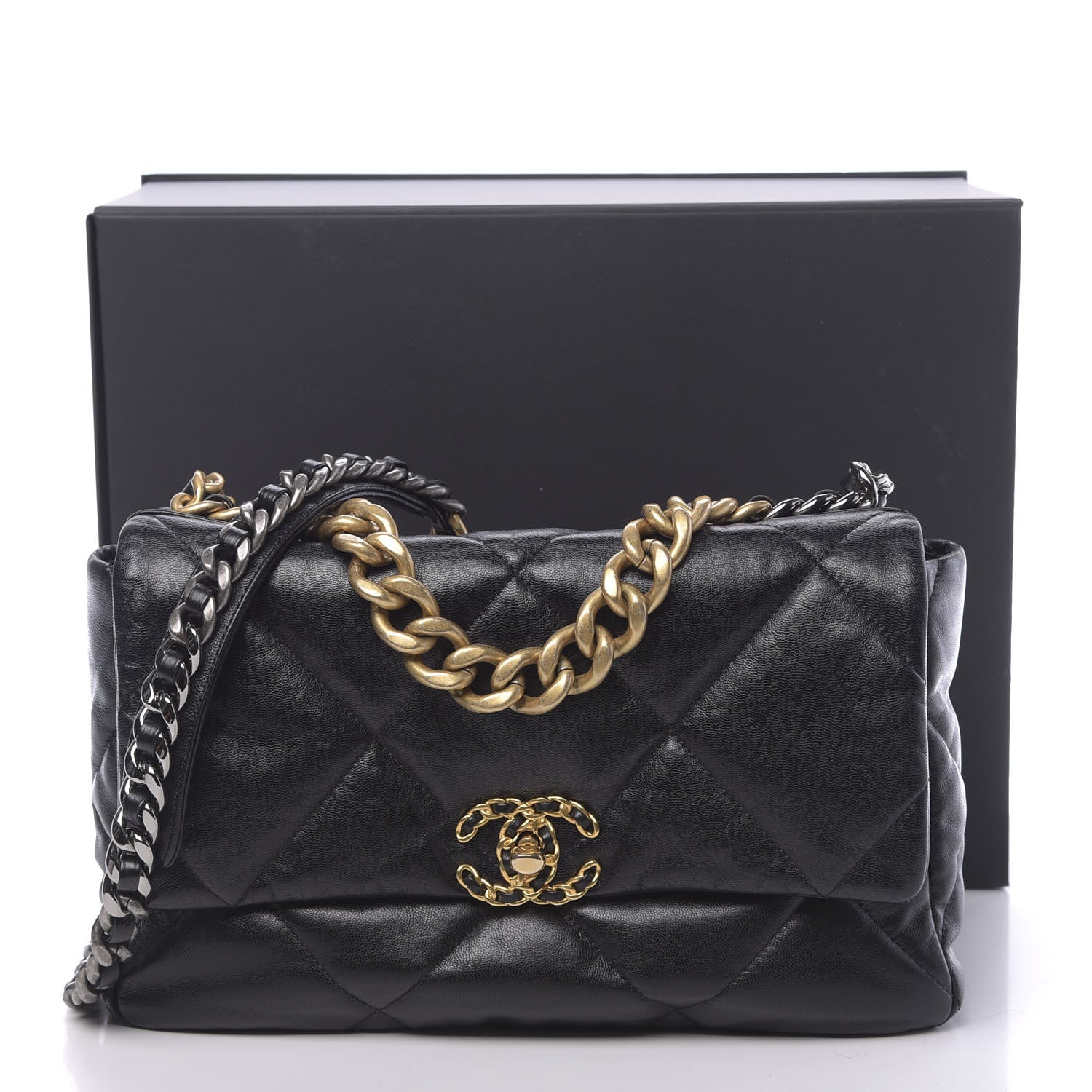 Chanel Lambskin Quilted Large 19 Flap Black 11 of 11