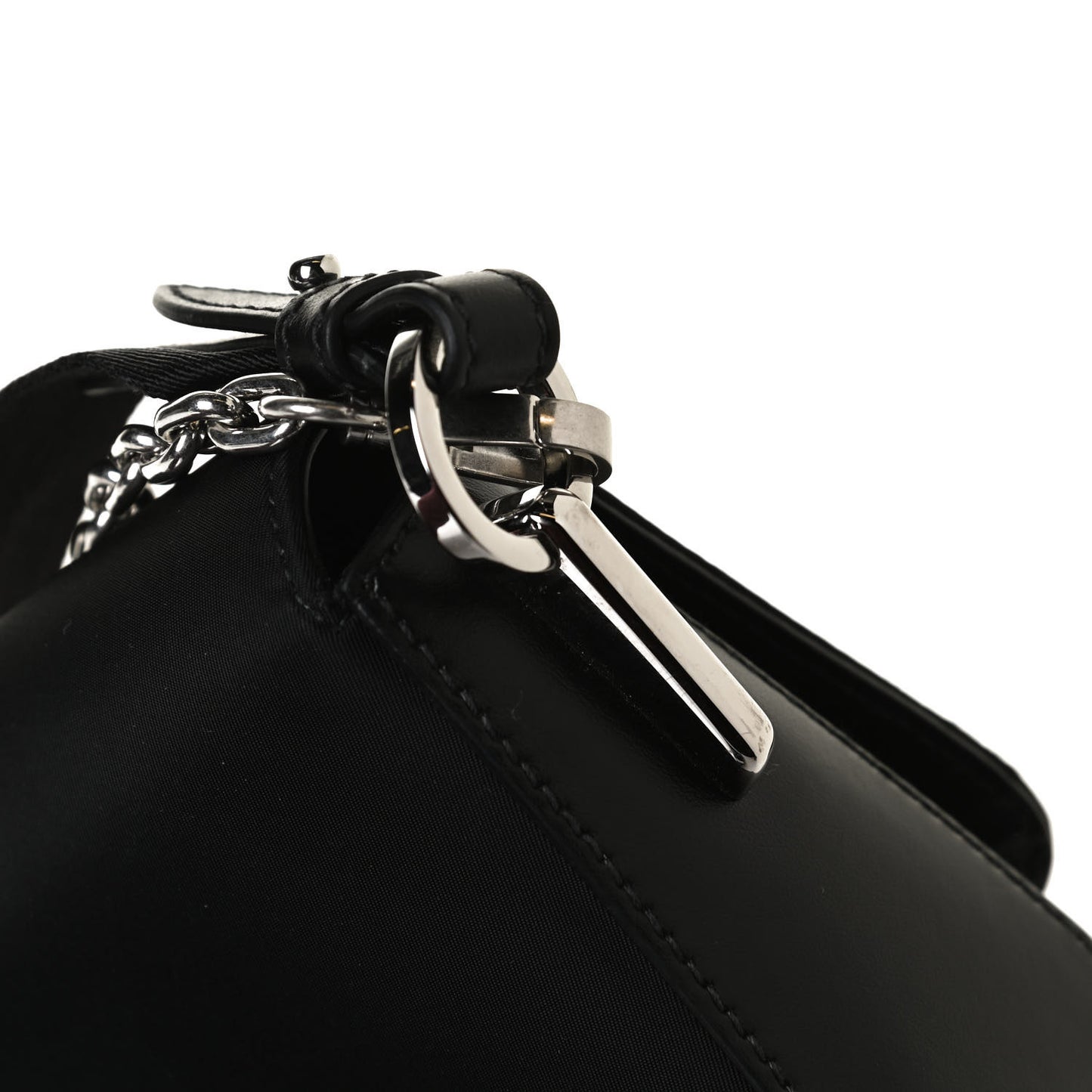 Nylon Calfskin Identity Shoulder Bag Black