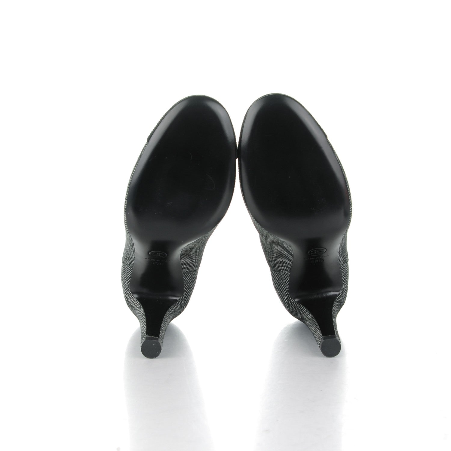 Chanel Mesh CC Cap Toe Ankle Boots 39.5 Argent Black 5 of 7