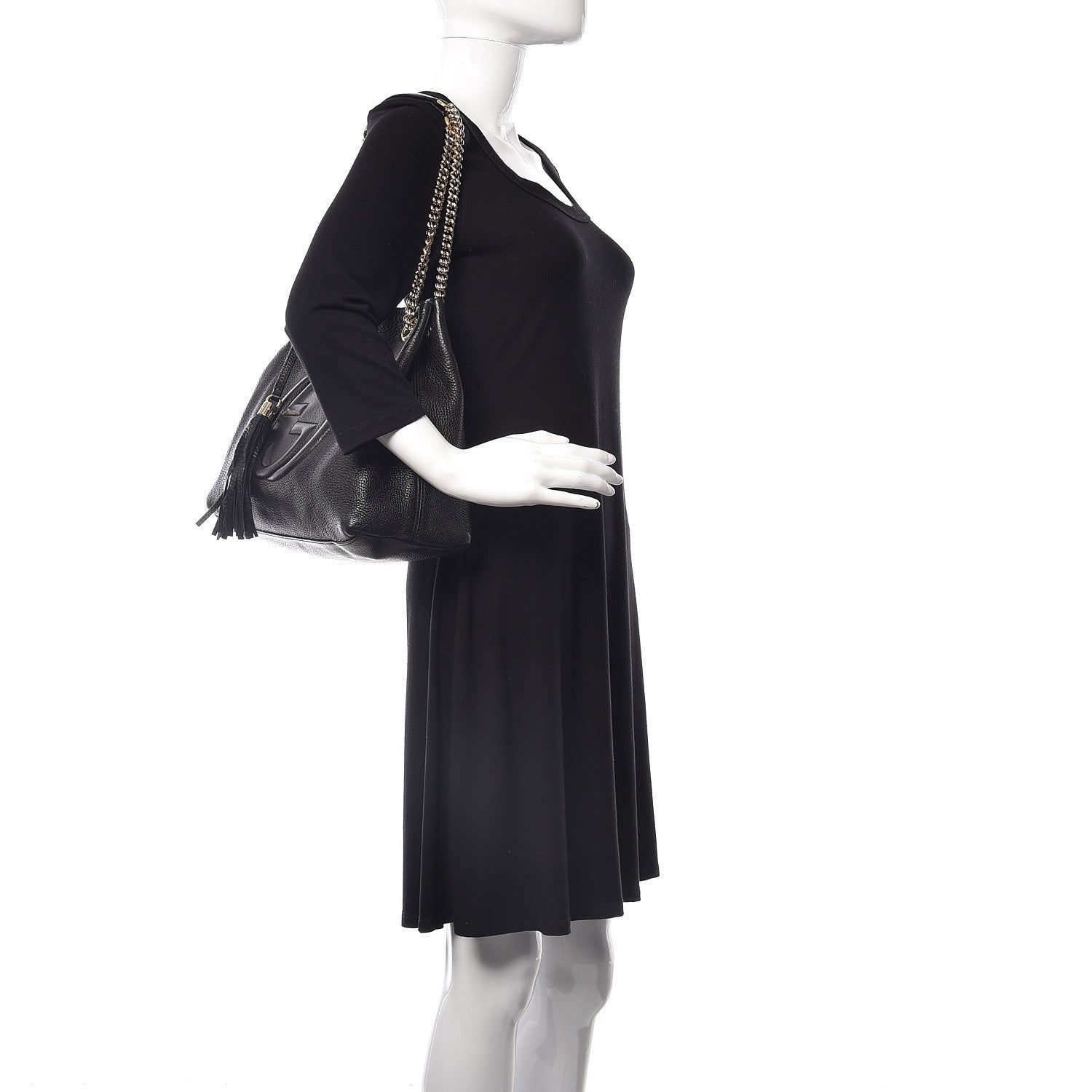 Gucci Pebbled Calfskin Medium Soho Chain Shoulder Bag Black 2 of 11