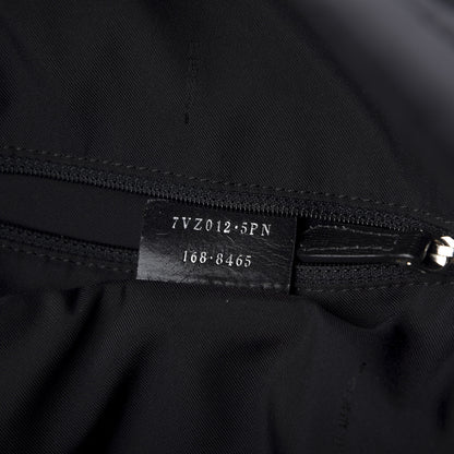 Fendi Nylon Shearling Block Letter Backpack Black 8 of 10
