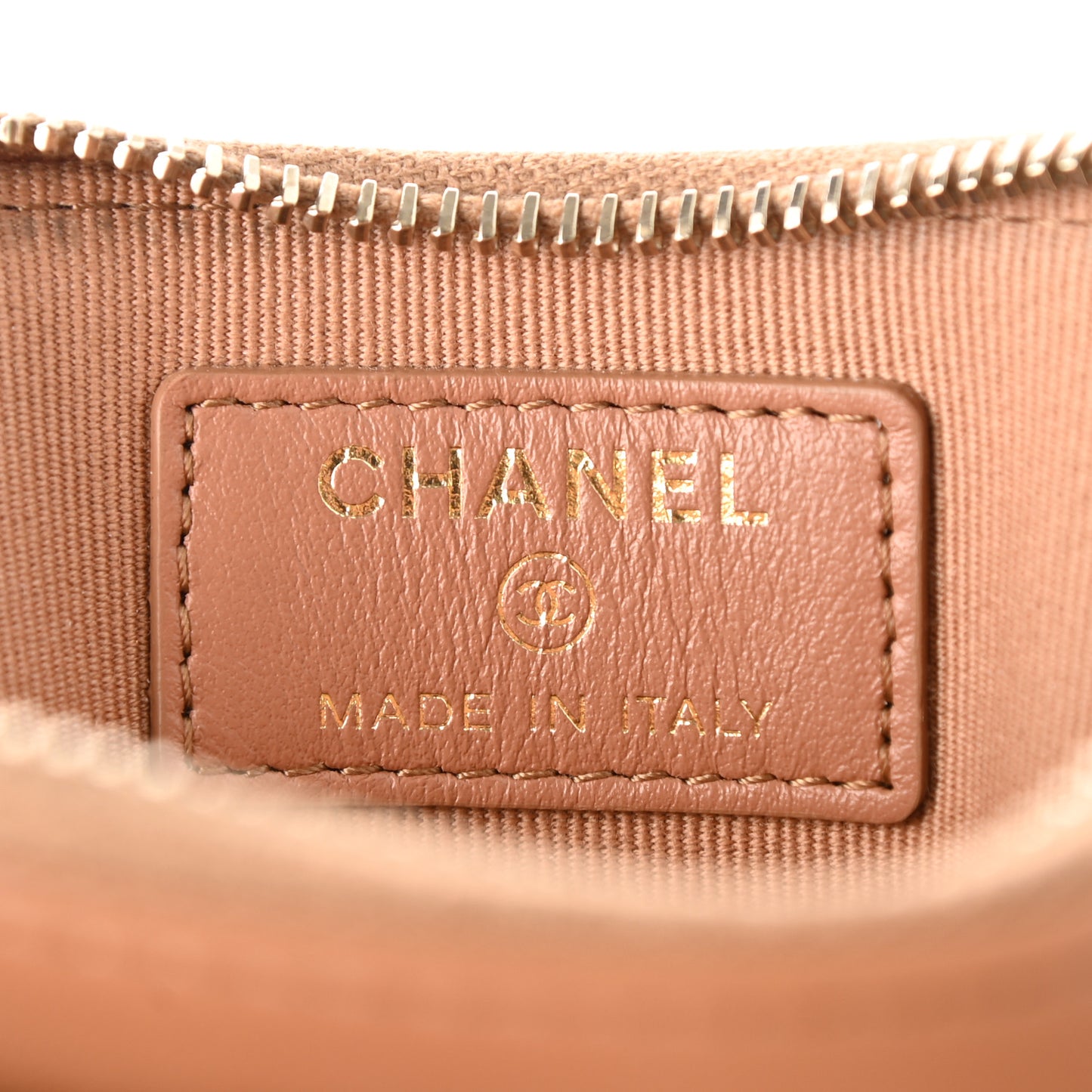 Lambskin Quilted Chanel 19 Zip Card Holder Wallet Brown