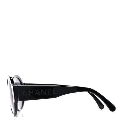 Chanel Acetate Polarized Round Sunglasses 5410 Black 3 of 9