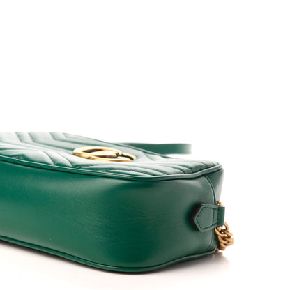 Gucci Calfskin Matelasse Small GG Marmont Chain Shoulder Bag Emerald Green 6 of 11