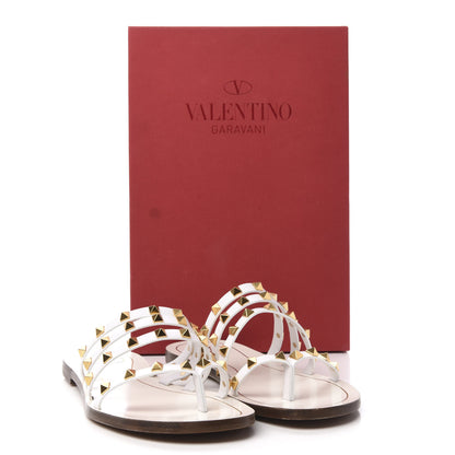 Valentino Garavani Calfskin Rockstud Flair Caged Flat Slide Sandals 40.5 White 9 of 9