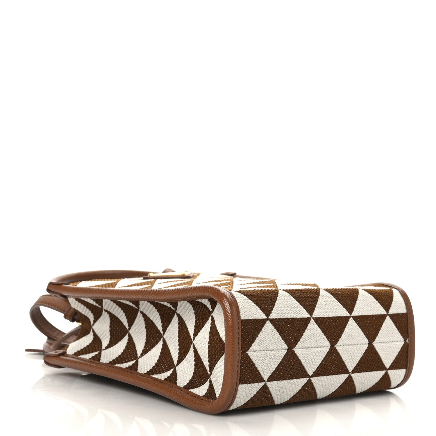 Prada Jacquard Saffiano Triangolo Symbole Embroidered Micro Tote Tobacco Talco 4 of 8